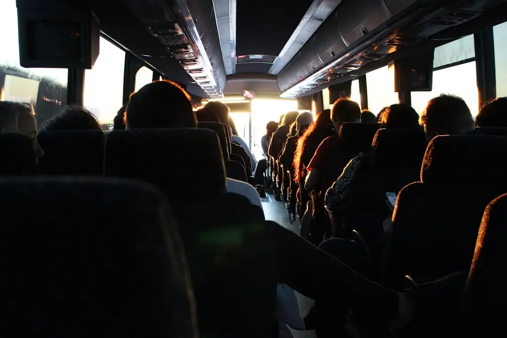 Passengers boarding a public transit bus